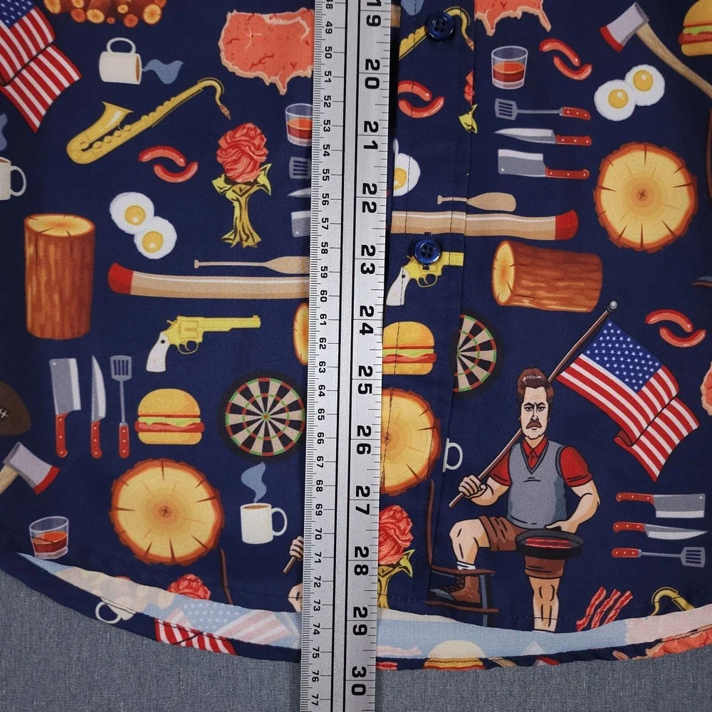RSVLTS Ron Swanson Shirt Greatness Mens Medium Parks‎ Recreation Button KunuFlex